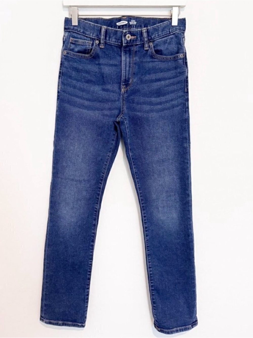 Old Navy Jeans Boy Size 14 Blue Denim Dark Wash Flex Adjustable Straight Classic
